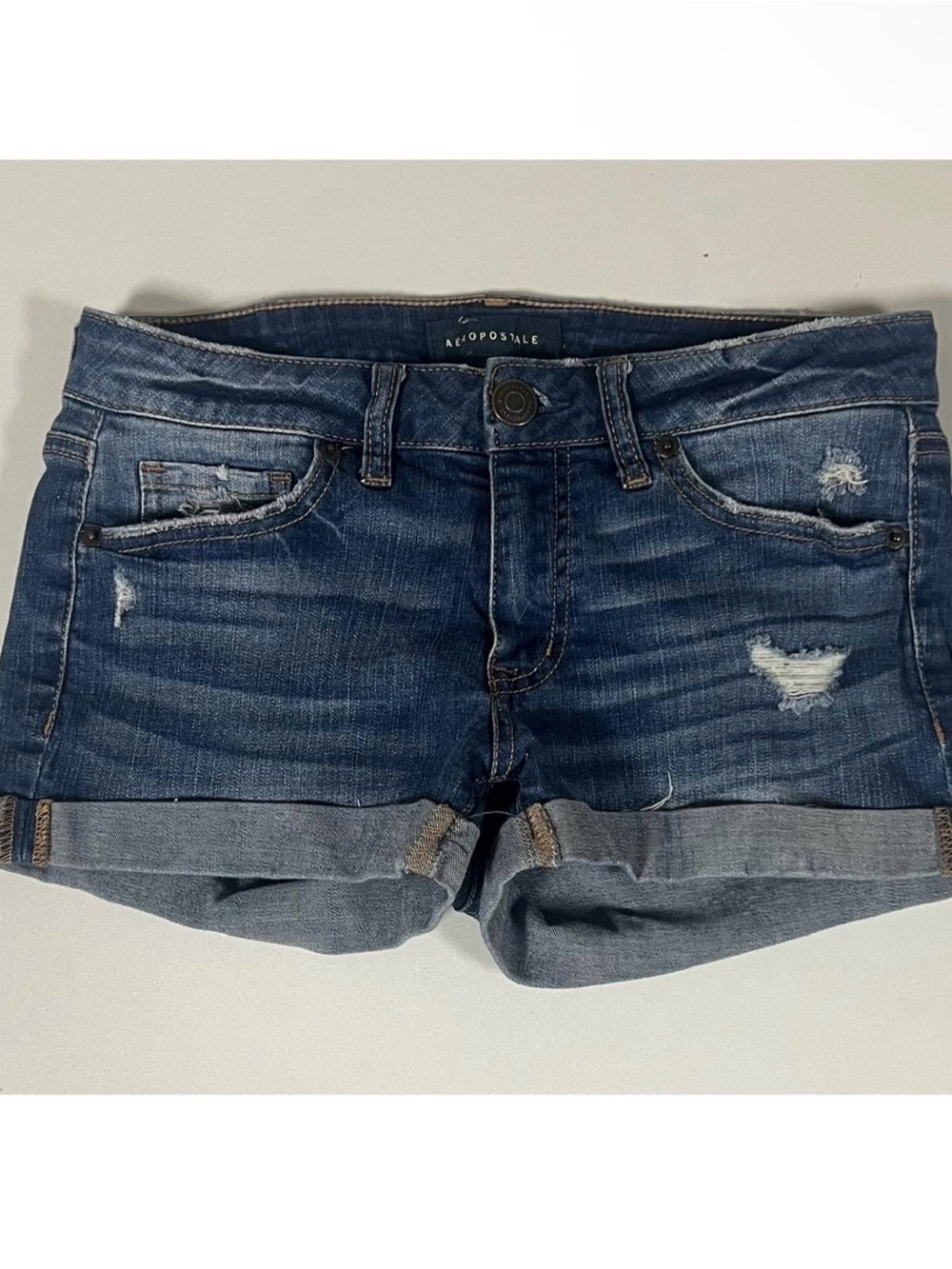 Aeropostale Blue Faded Cuffed Jean Denim Shorts Bottoms Size 2 💙✨ #shorts #y2k